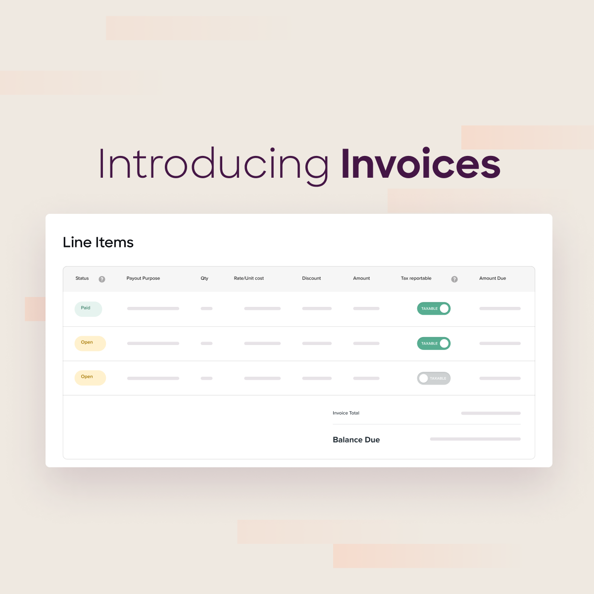 Simplify payouts with invoice-style, line-item detail