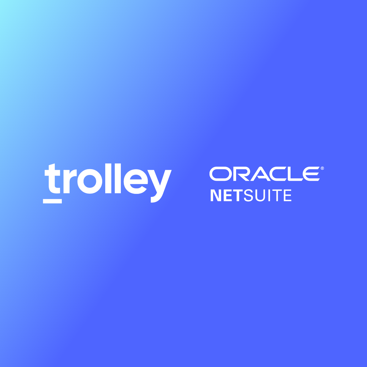 Trolley and Netsuite logos on a blue gradient background