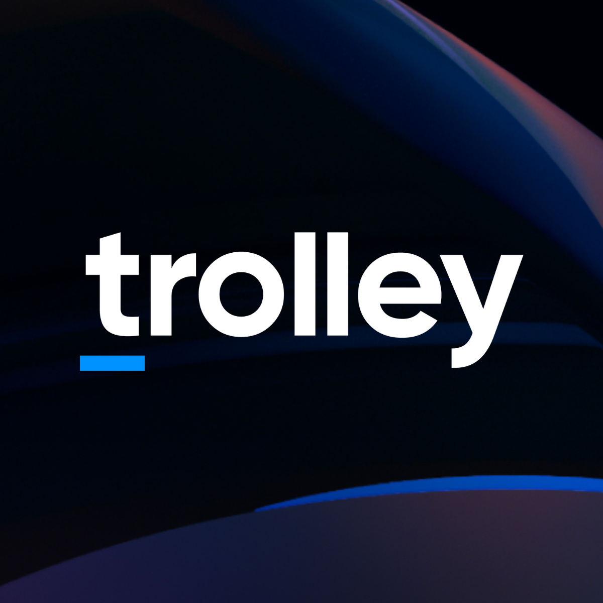 Trolley logo on a stylized background.