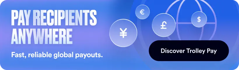 Bannière décrivant les avantages de Trolley Pay pour les paiements internationaux